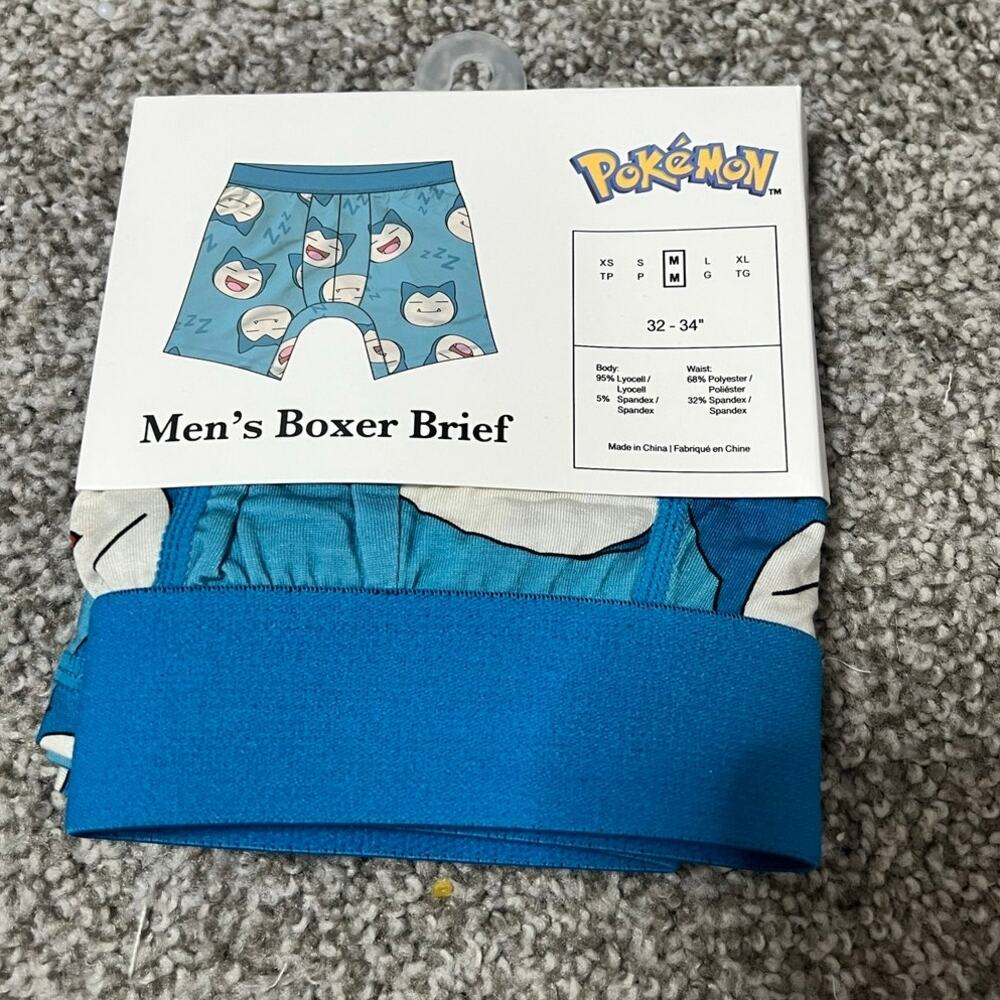 Pokémon Snorlax Men’s Boxer Briefs Size M 32-34 Blue Novelty Underwear New